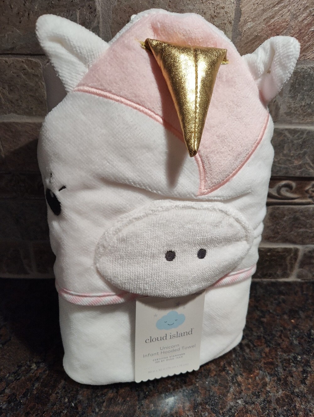 Cloud Island Unicorn Infant Hooded Towel with Gold Horn